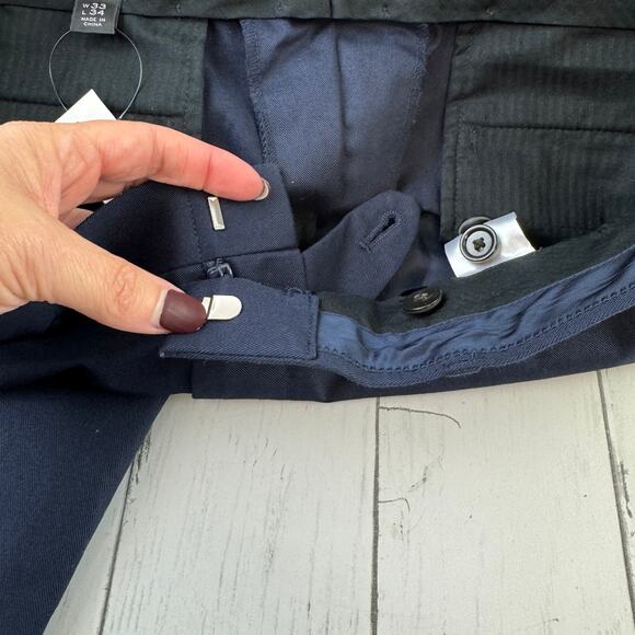 NWT J. Crew Navy Ludlow Slim-fit Suit Pant in Italian Chino AT051 Size 33 x 34 - Picture 12 of 16